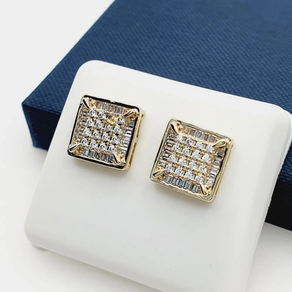 14K Gold Plated Cubic Zircon Earrings, EVBRS568 - Picture 2 of 9